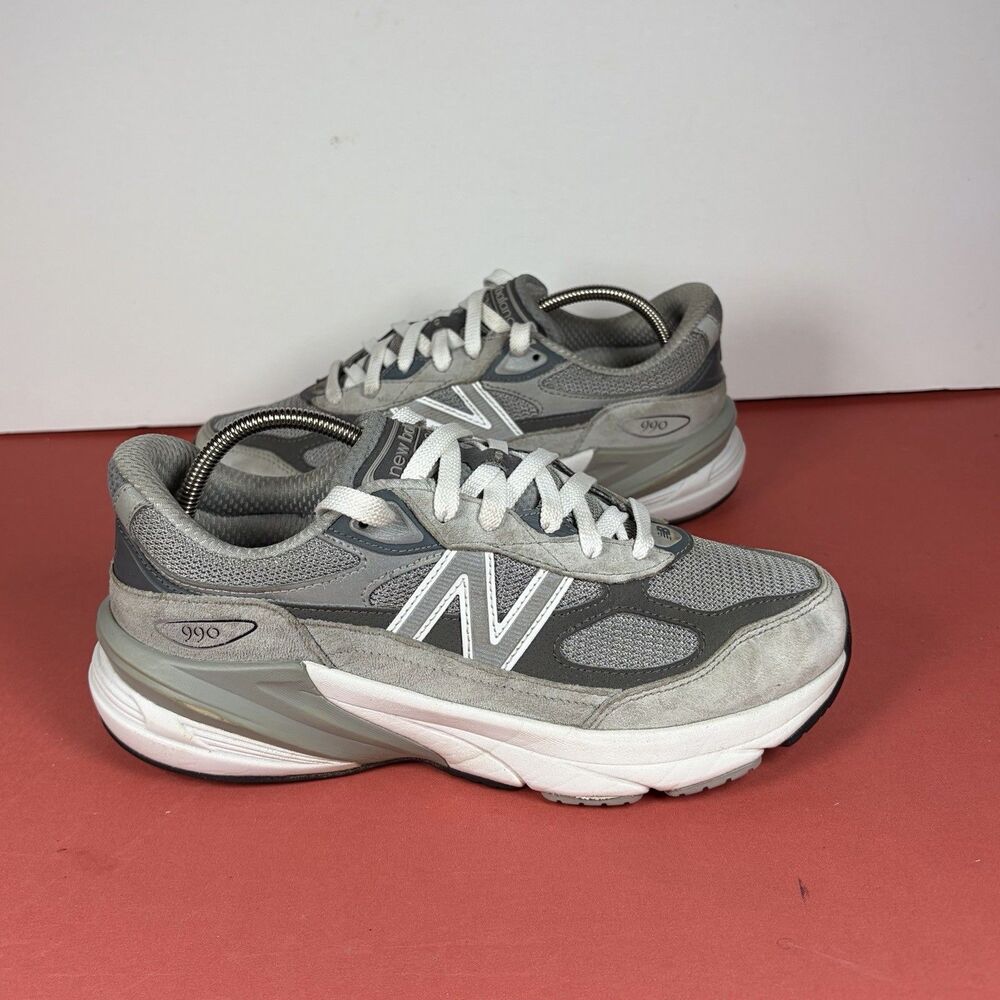 New Balance 990v6 Big Kids 'Castlerock' Grey Suede Shoes Size 6.5M GC990GL6